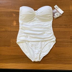 Anne Cole Shirred One Piece Bandeau Swimsuit